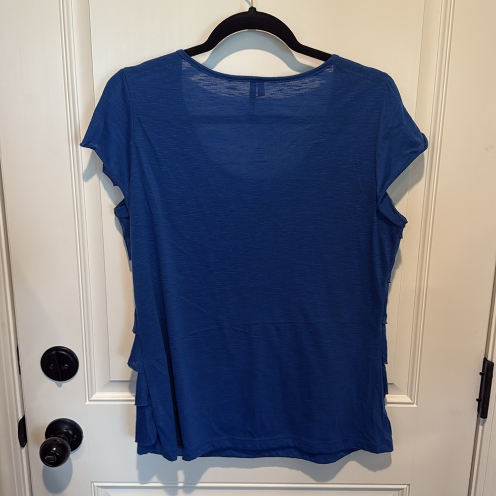 Blue Ruffled Women's Top - Picture 3 of 3